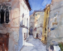 Gasse in Alassio, Aquarell